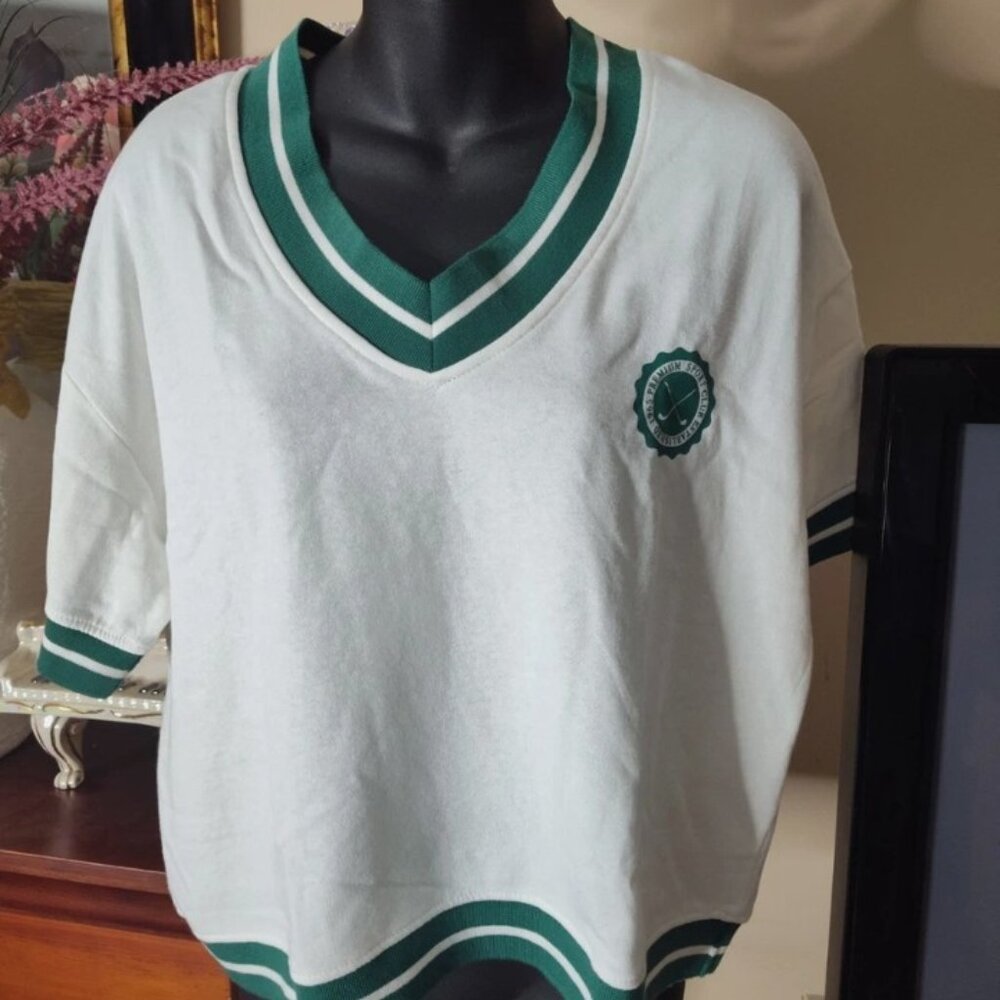 Five Below V-Neck Varsity Sweatshirt Size Large - Cream